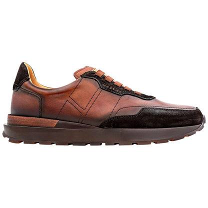 Mezlan Notting Men's Brown/Dark Cognac Calfskin & Suede Dress Sneaker - Handmade in Spain