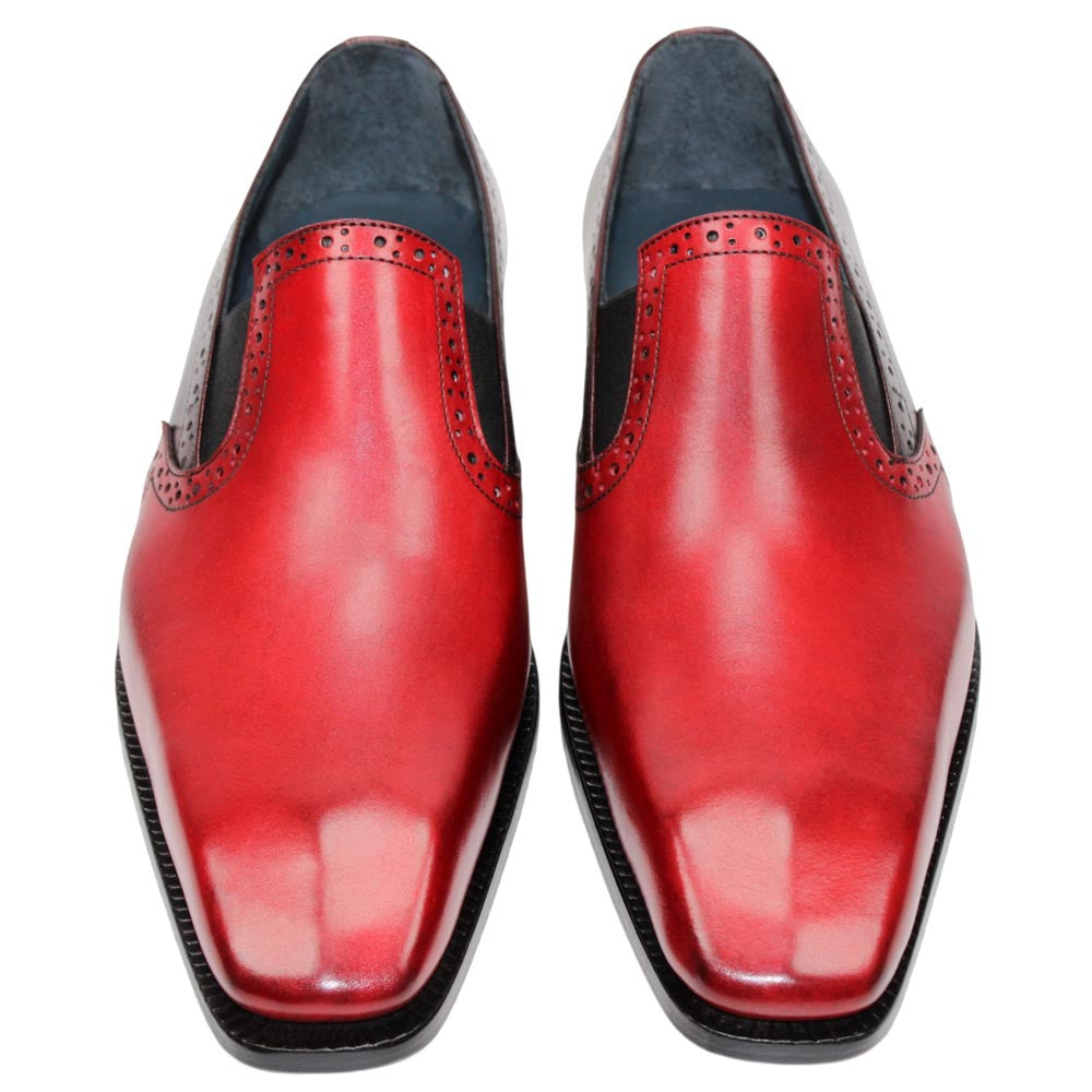 DUCA Paliano Rosso/Burgundy Italian Leather Slip-On Loafer for Men