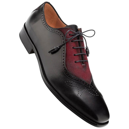 Mezlan Eagle Calf/Suede Oxford - Men's Black/Wine Multi-Toned Oxford