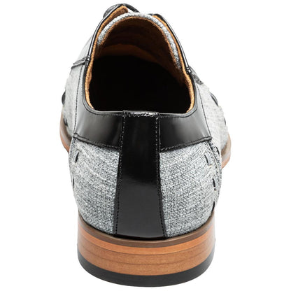 Stacy Adams Men’s Halstead Black/Grey Woven Cut Cap Toe Oxfords