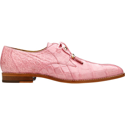Belvedere Lago Pink Men’s Genuine American Alligator Lace Up Shoes