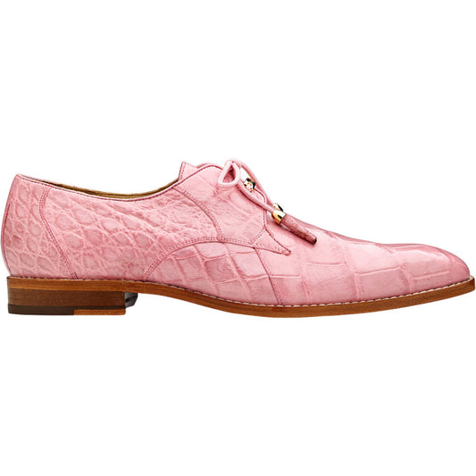 Belvedere Lago Pink Men’s Genuine American Alligator Lace Up Shoes