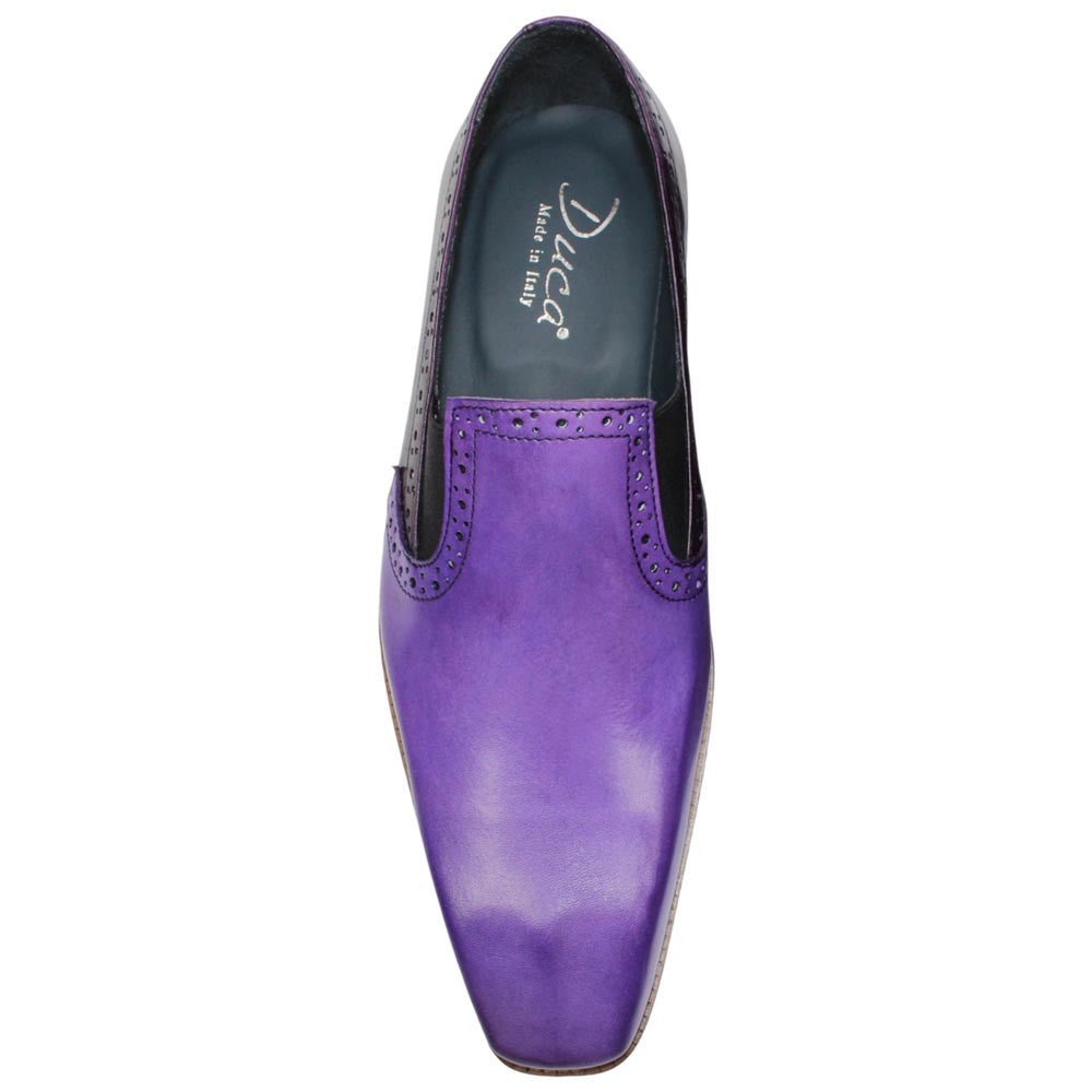 DUCA Paliano Lavender/Purple Italian Leather Slip-On Loafers for Men