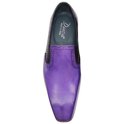 DUCA Paliano Lavender/Purple Italian Leather Slip-On Loafers for Men