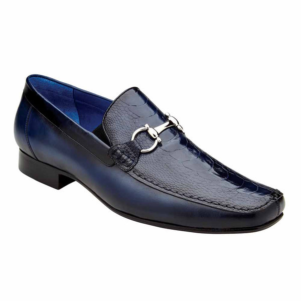 Belvedere Bruno Genuine Ostrich and Italian Calf Navy Loafers for men