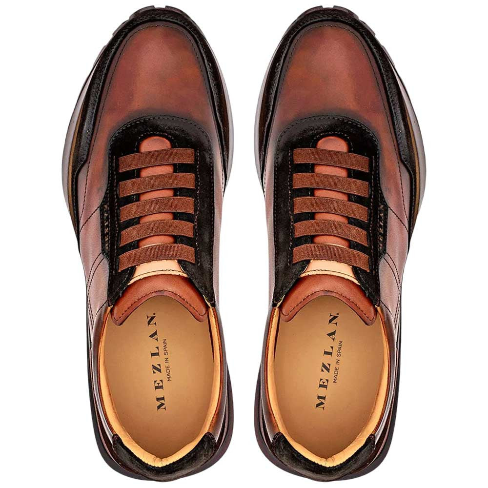 Mezlan Notting Men's Brown/Dark Cognac Calfskin & Suede Dress Sneaker - Handmade in Spain