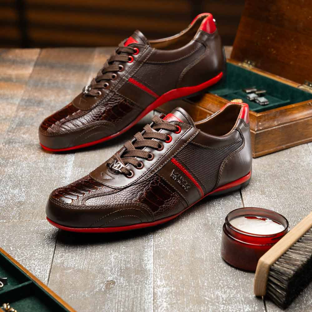 Marco Di Milano Portofino Ostrich Leg Sneaker - Brown