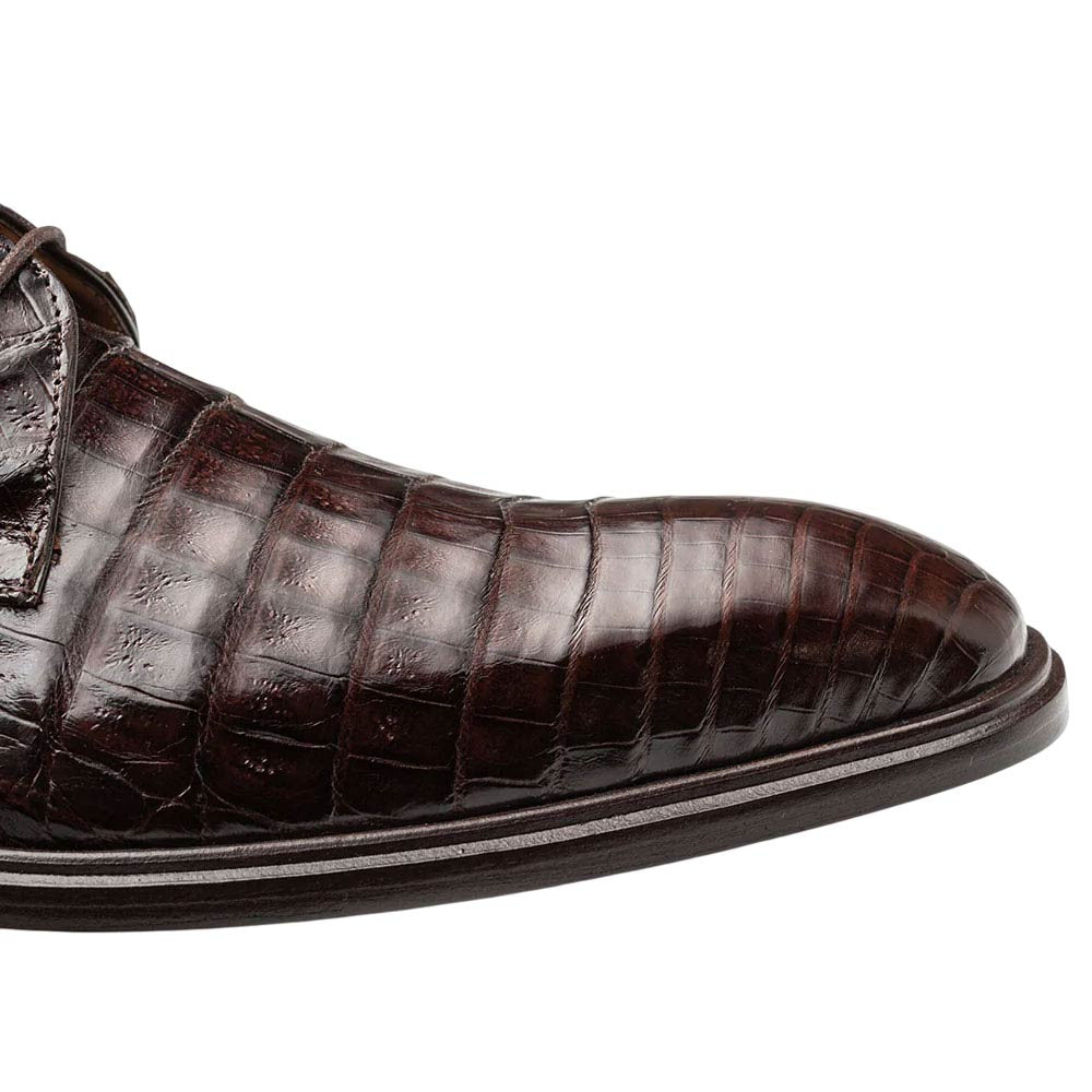 Mezlan Riverside Crocodile Skin Cap Toe Brown Derby Lace Up Shoes
