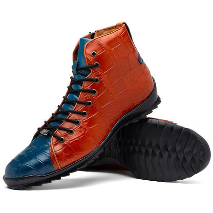 Marco Di Milano Hermond Blue Jean/Honey Alligator Derby Shoes