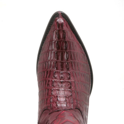 Los Altos Burgundy Genuine Caiman Crocodile Western Boots J Toe