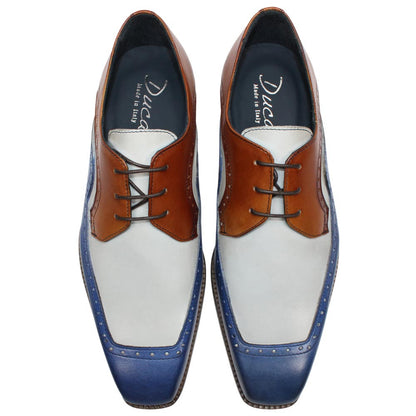 DUCA Velletri Blue Men's Combo Italian Leather Spectator Derby Shoes