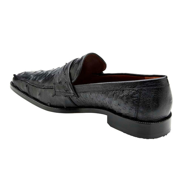 Belvedere Espada Men's Genuine Ostrich Split-Toe Penny Black Loafers
