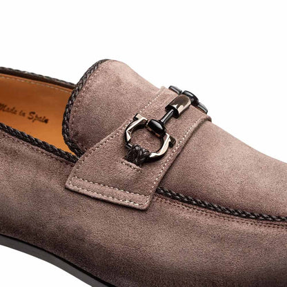 Mezlan Antelope Men's Taupe Suede Ornament Loafer - Handmade in Spain