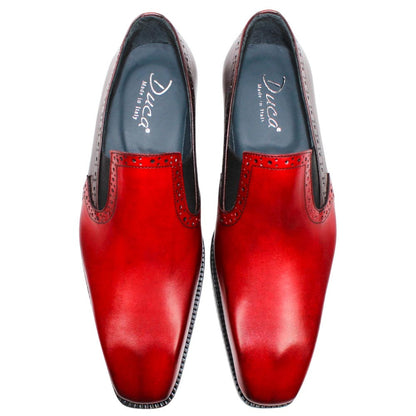 DUCA Paliano Rosso/Burgundy Italian Leather Slip-On Loafer for Men