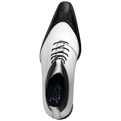 Lauro Black w/White Calfskin Leather Boot | Duca Dress Boots for Men