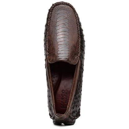 Alba Men’s Kango Tabac Genuine Ostrich Leg Driving Shoes | Marco Di Milano