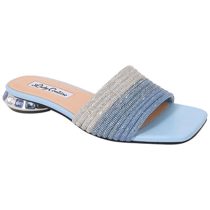 Lady Couture Women's Amazing Blue Multi Metallic Rhinestone Strap Slide Sandals