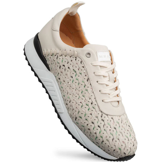 Mezlan Men's Plata Laser-Cut Light Green Multi Designer Sneaker