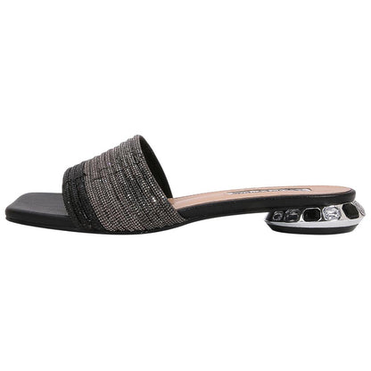 Lady Couture Women's Amazing Black Multi Color Rhinestone Strap Slide Sandals