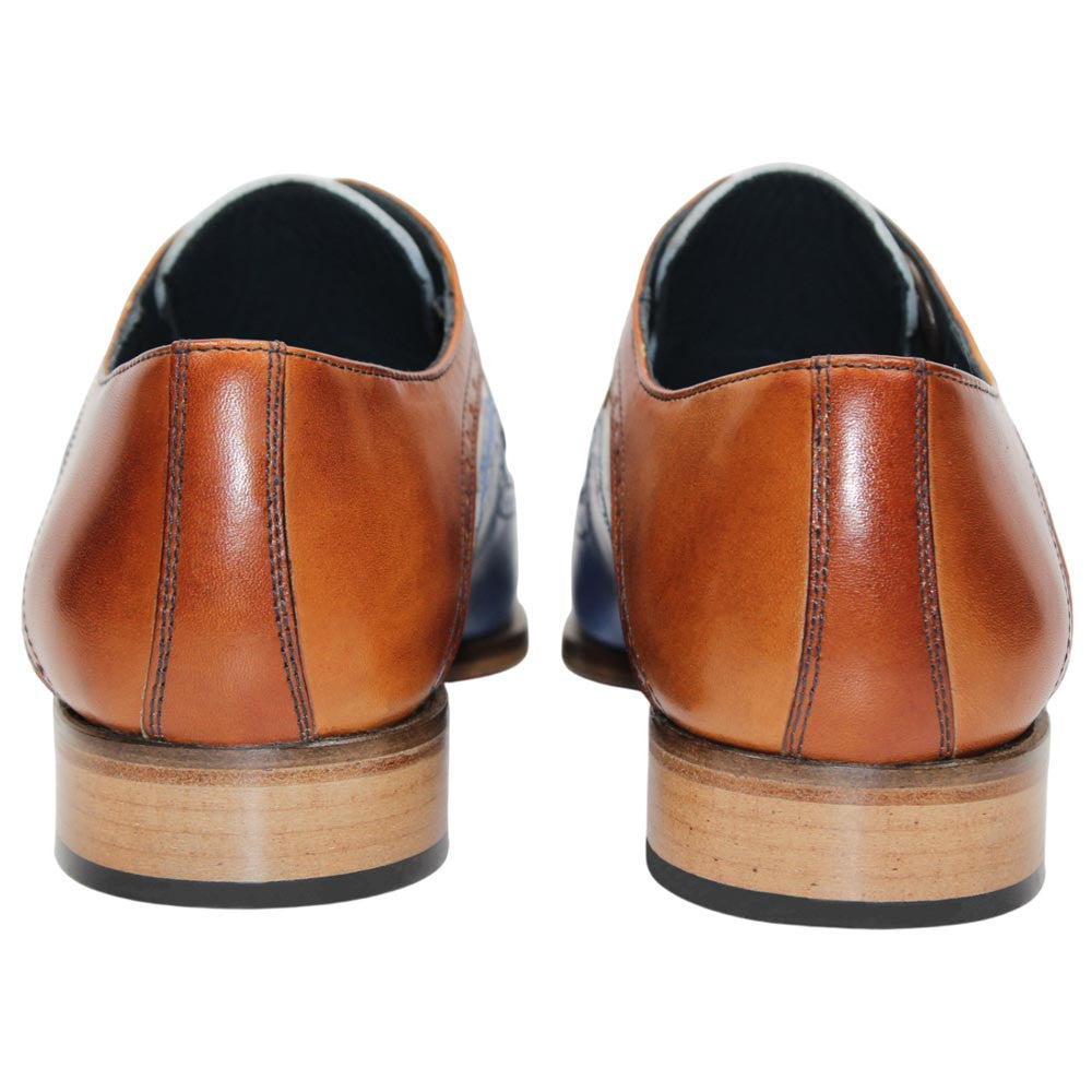 DUCA Velletri Blue Men's Combo Italian Leather Spectator Derby Shoes