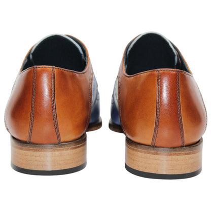 DUCA Velletri Blue Men's Combo Italian Leather Spectator Derby Shoes
