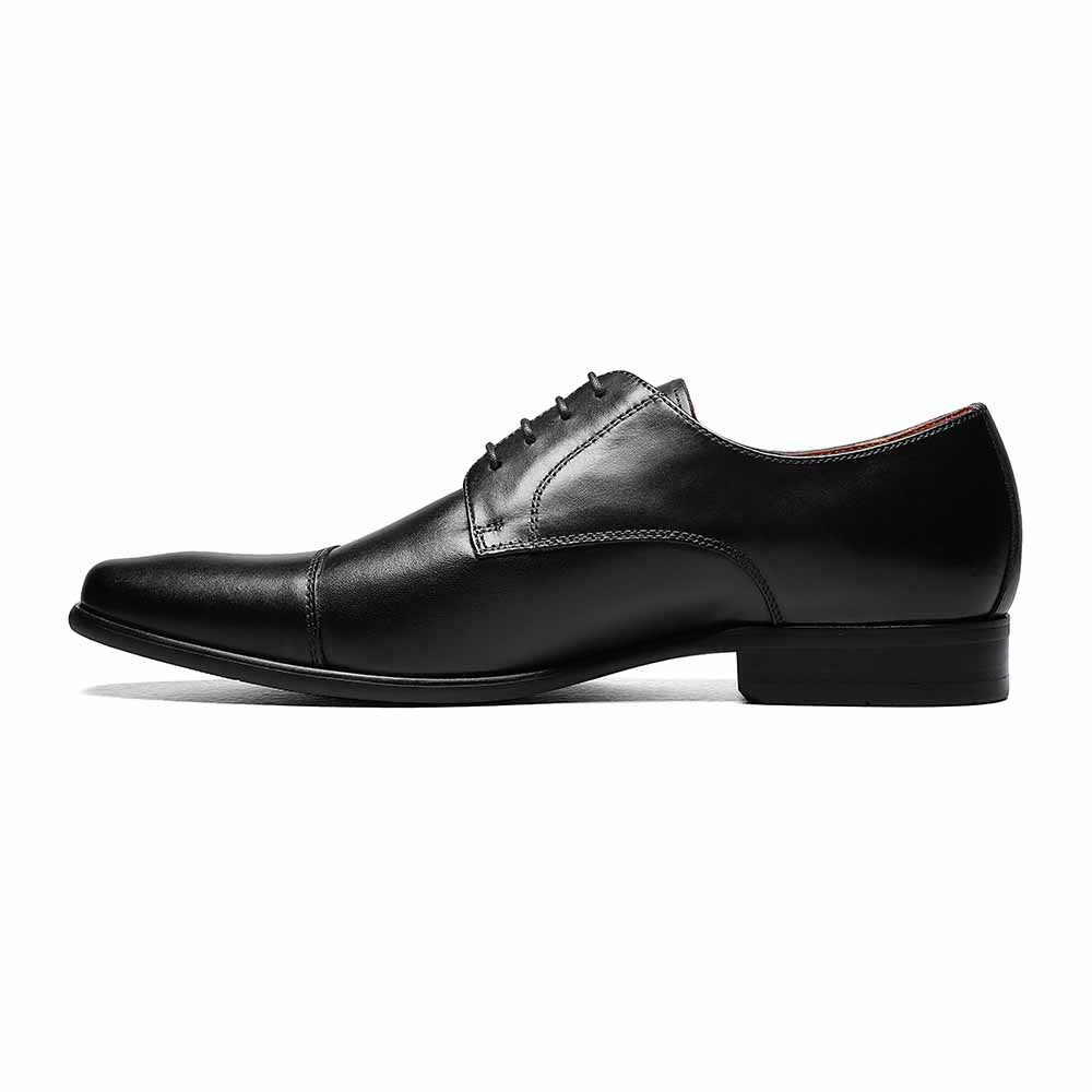 Florsheim Postino Black Smooth Leather Cap Toe Mens Oxford