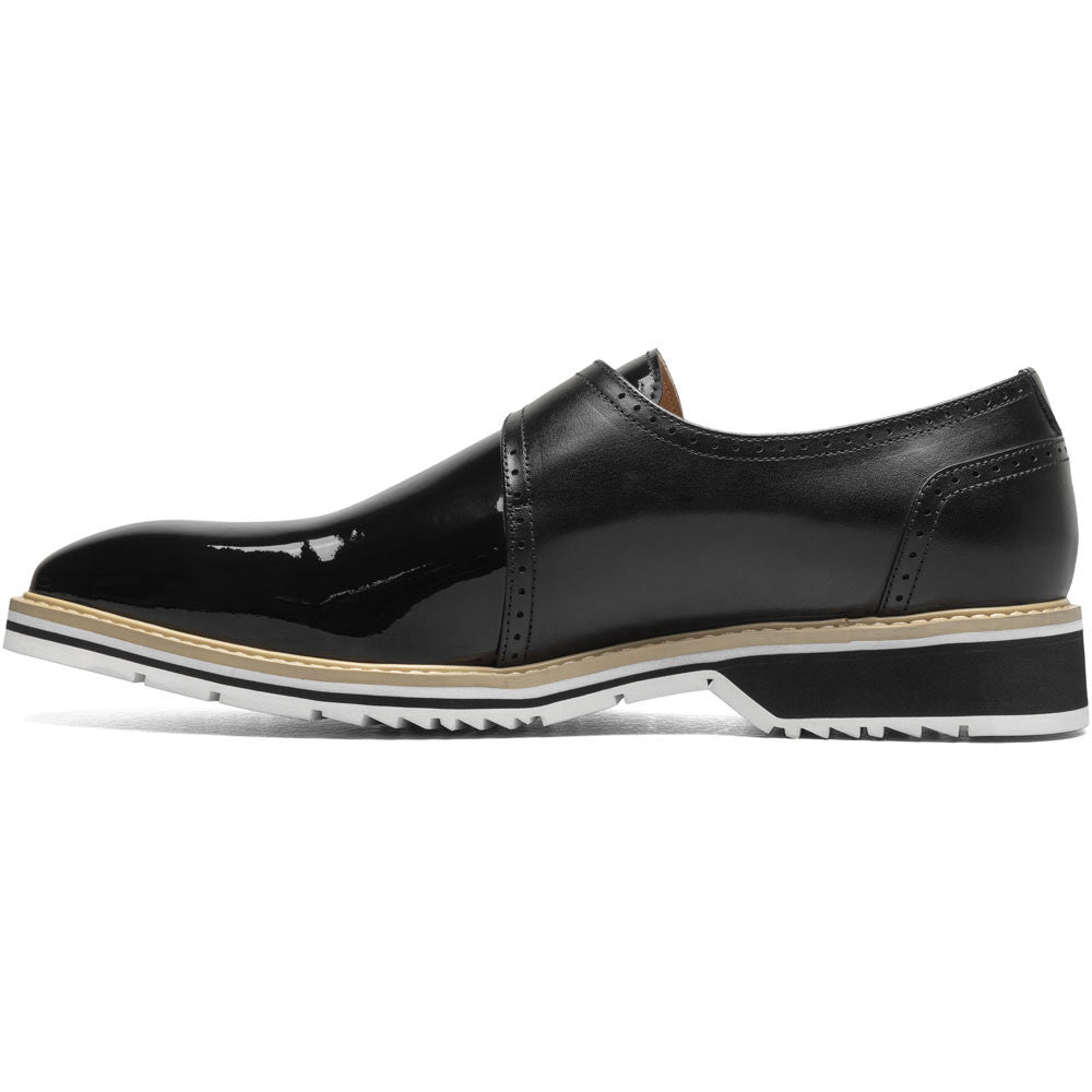 Stacy Adams Bartram Plain Toe Monk Strap in Black