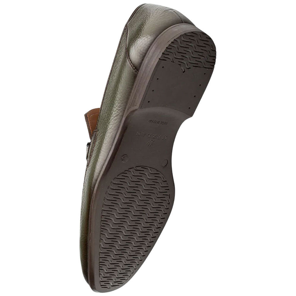 Marinelli Deerskin Ornament Olive Moc Toe Slip On | Mezlan Dress Loafer for Men