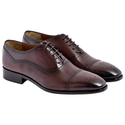 Corrente Men's Perforated Cap-Toe Oxford - Brown