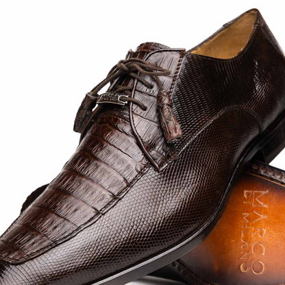 Merida Genuine Caiman and Lizard Skin Brown Dress Derby | Marco Di Milano