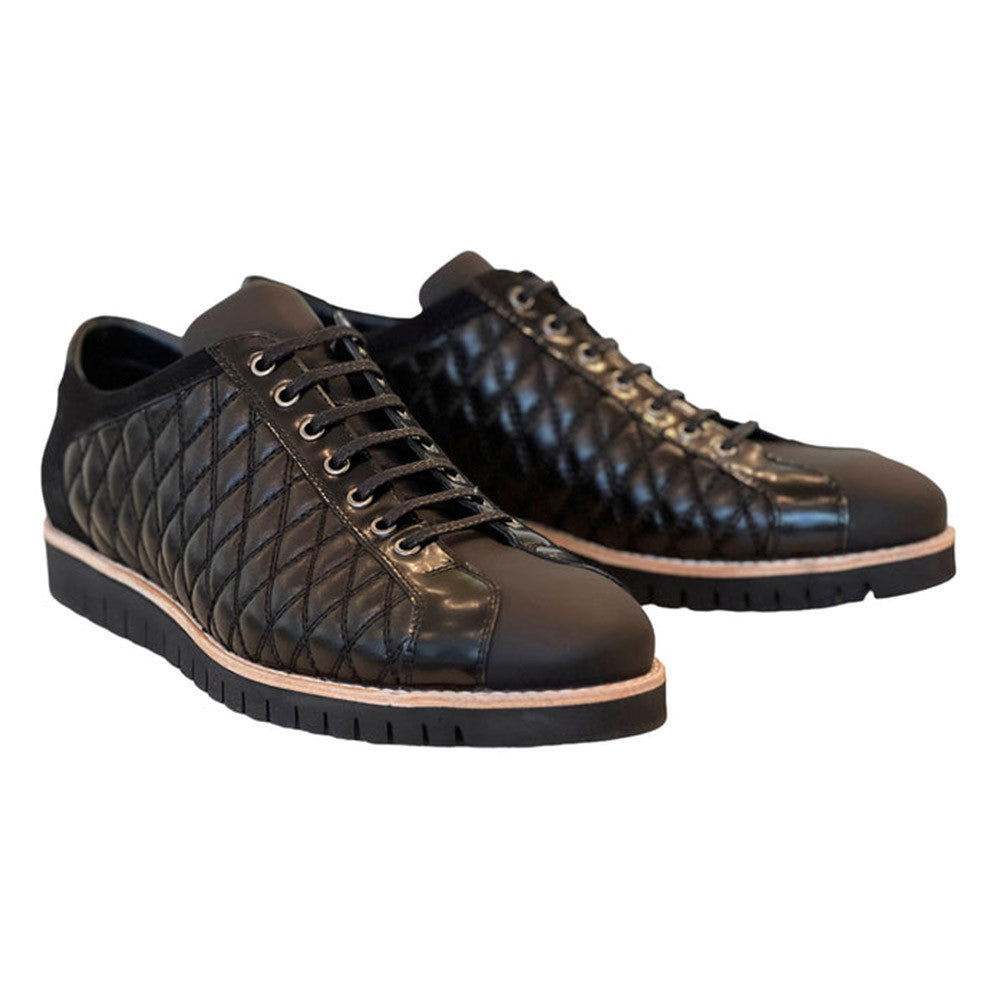 Corrente Black Leather Men’s Fashion Sport-Dress Lace Up