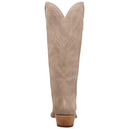 Dan Post Neon Prairie Women's Taupe Suede Leather Western Boot - 15" Shaft, Narrow J Toe
