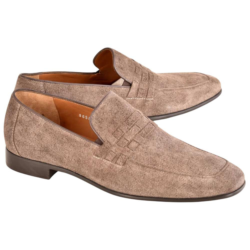 Corrente Men's Denim Leather Loafer - Brown