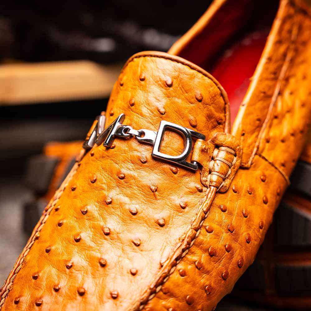 Bolonia Men’s Brandy Genuine Ostrich Horse-Bit Driver Loafers | Marco Di Milano