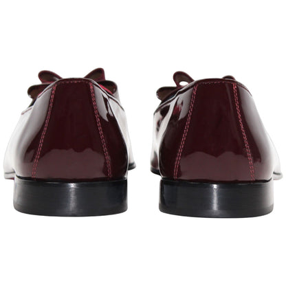 Amalfi Burgundy Velvet & Patent Leather Slip on | Duca Bow Dress Loafers