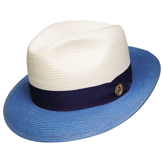 Stetson Toledo Milan Straw Hat in Ivory/Royal