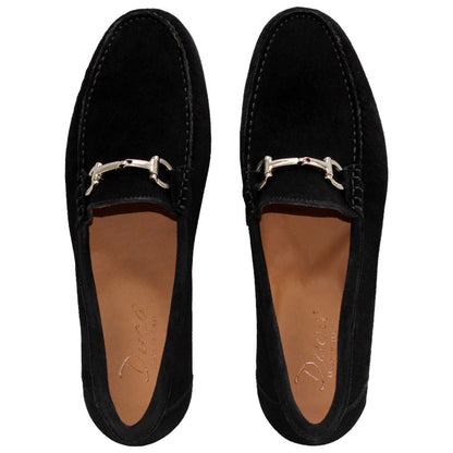 Termoli Black Suede Leather Slip On | Duca Dress Loafers for Men