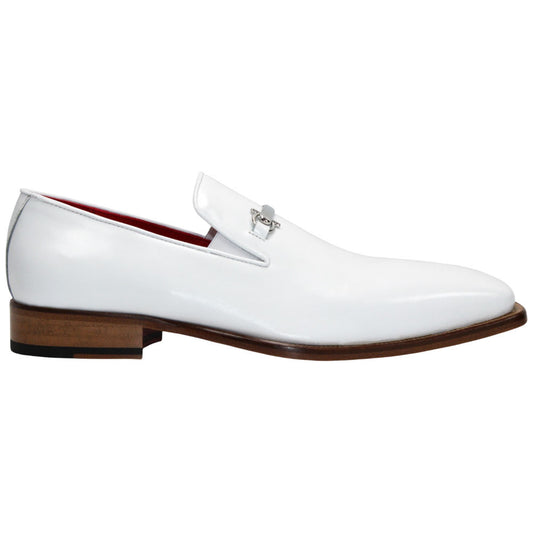 Francesco White Leather Loafers | Emilio Franco Dress Loafers for Men