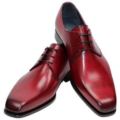DUCA Sermoneta Antique Red Men's Italian Calf Leather Derby Dress Shoes