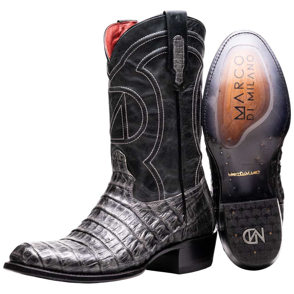 Phoenix Genuine Caiman Belly Skin Stone Gray Cowboy Boot | Marco Di Milano Western Boots