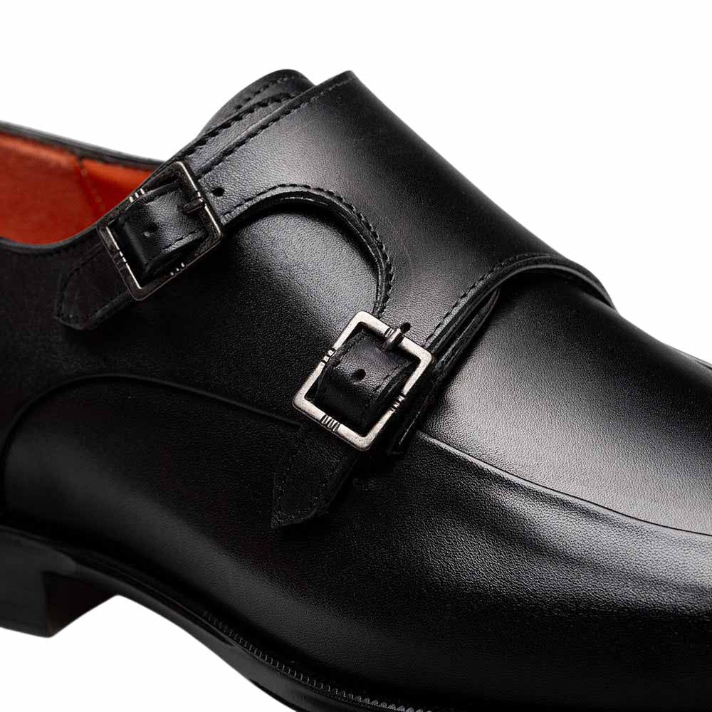 Mezlan Berkshire Double Monk Strap - Men's Black Patina Calfskin
