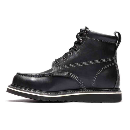 BONANZA Jet Black Full Grain Saddle Leather Work Boot