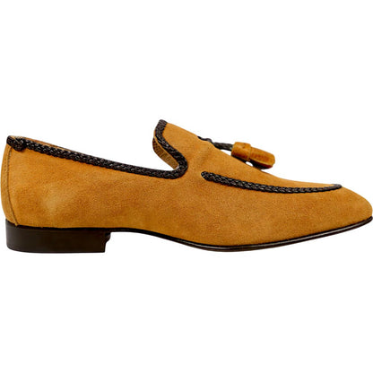 Mauri Chic Men's Toffee Exotic Ostrich / Suede Leather Tassels Slip-On Loafer