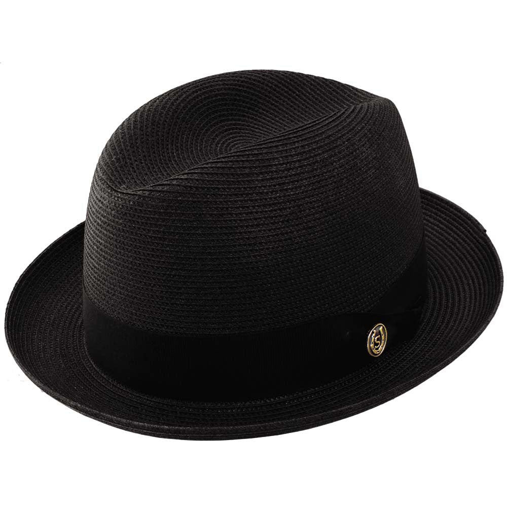 Stetson Parker Black Florentine Milan Synthetic Straw Dress Hat