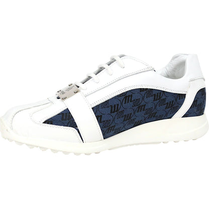 Mauri Kingsman Men's White / Blue Exotic Crocodile / Calfskin Leather Casual Sneaker