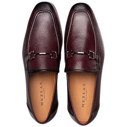 Marinelli Deerskin Ornament Burgundy Moc Toe Slip On | Mezlan Dress Loafer for Men