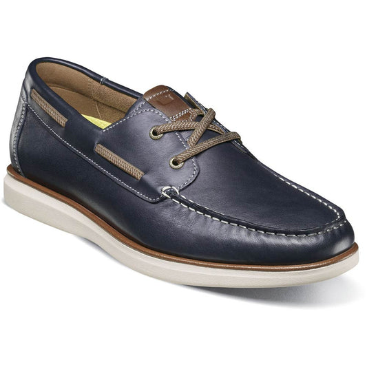 Florsheim Tropics Navy Elastic Lace Moc Toe Men’s Boat Shoes