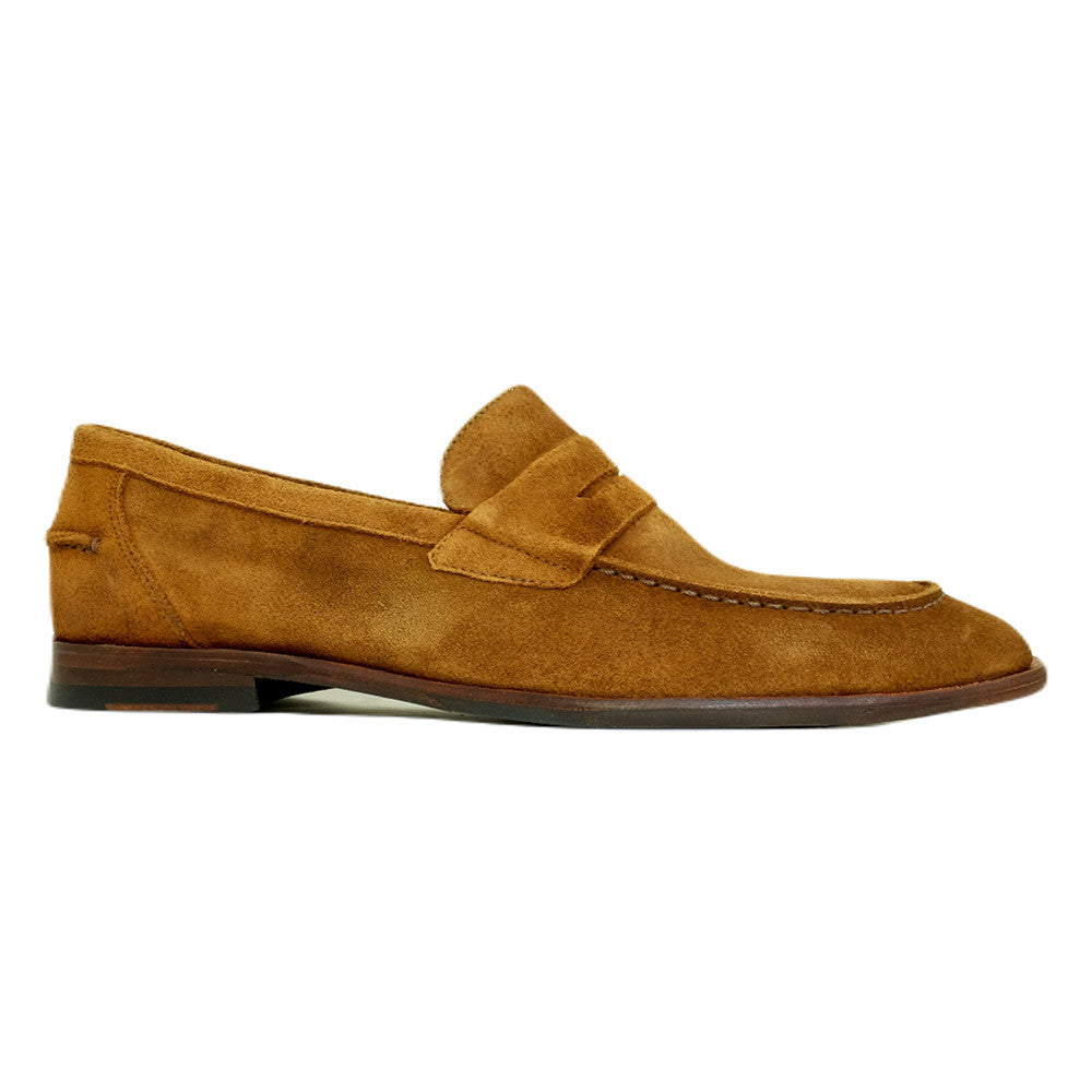 Alan Payne Men's Bourbon Naples Suede Penny Slip-On Loafers