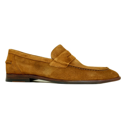 Alan Payne Men's Bourbon Naples Suede Penny Slip-On Loafers