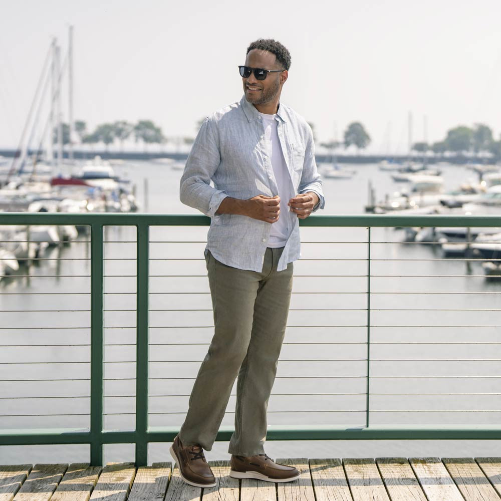 Florsheim Launch Moc Toe Elastic Lace Brown Boat Shoes for Men